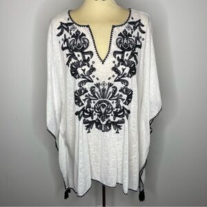Chico’s White Embroidered Poncho